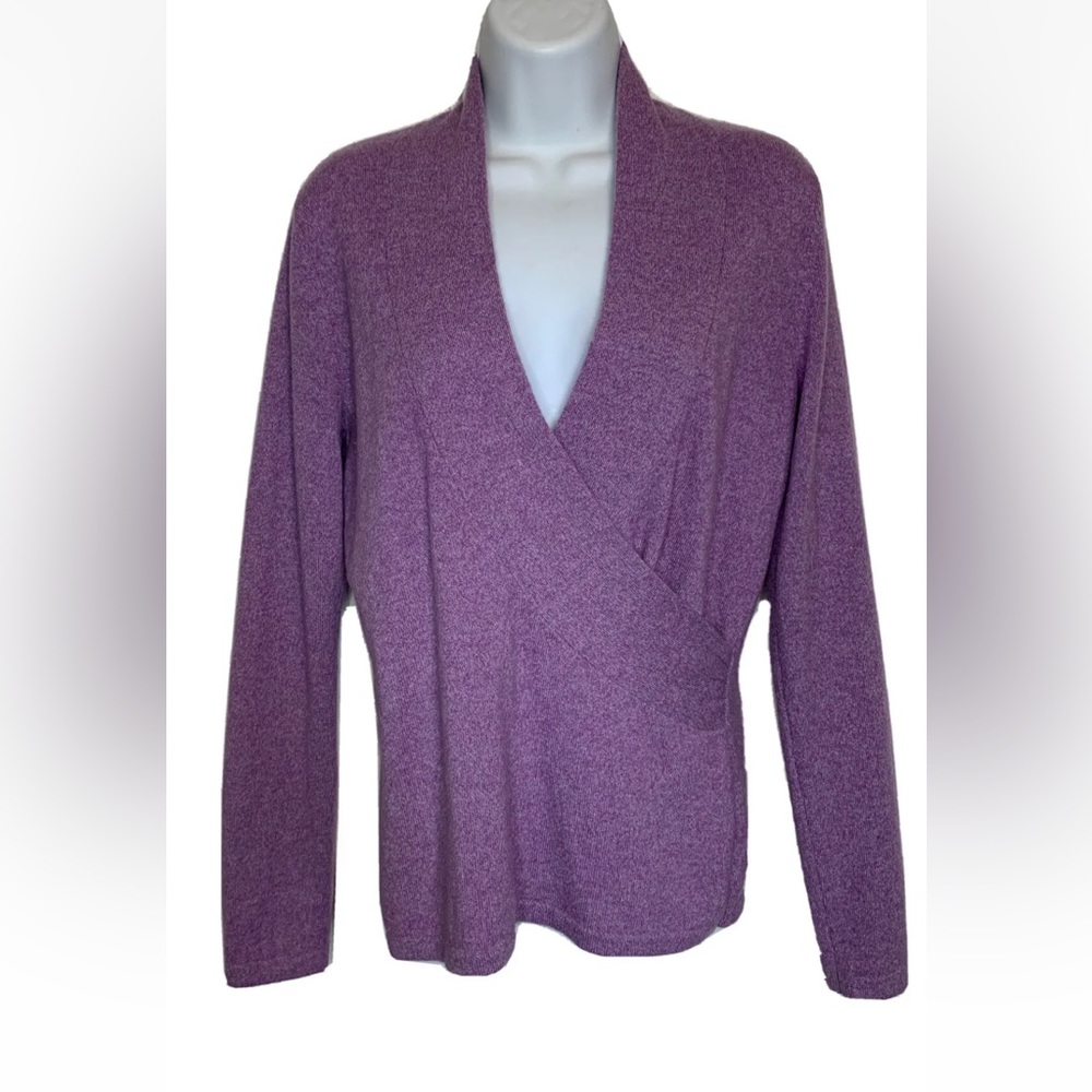 SAKS FIFTH AVENUE Beautiful lavender faux wrap cashmere sweater from Saks XL